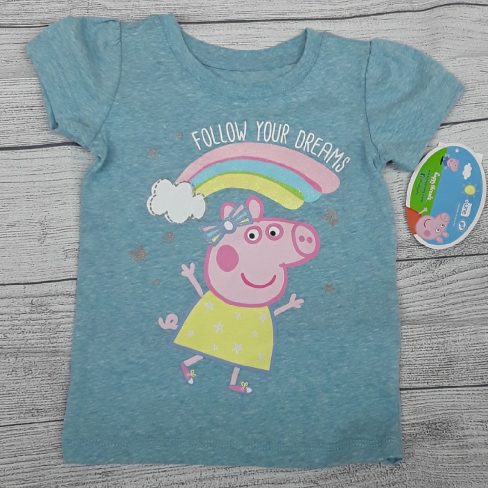 PEPPA PIG T-Shirt - Toddler Girls Blue Follow Dreams Peppa Graphic T-Shirt - Picture 5 of 7